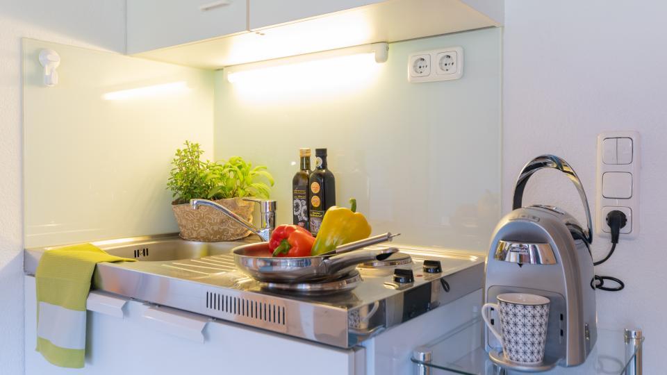 Küche im Apartment Panoramablick in Bezau